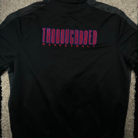 Nike Full Zip Black Track Jacket Thoroughbred Basketball Polyester 3XL W Logo - Picture 1 of 8